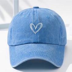 Heart Embroidery Simple Baseball Cap Washed Distressed Solid Color Hat Adjustable Sun Hats For Women & Men White Heart Love Embroidery Light Blue Baseball Cap Fitted: Adjustable Special Features: Sun Protection Closure Type: Hoop & Loop Material: Cotton Cap Type: Baseball Cap Craftsmanship: Embroidery Color: Light Blue Trendy Blue Hats With Embroidered Logo, Trendy Blue Baseball Cap With Embroidered Logo, Trendy Blue Cotton Baseball Cap, Trendy Blue Cotton Dad Hat, Trendy Blue Baseball Cap Dad Hat, Trendy Blue Dad Hat Baseball Cap, Trendy Blue Baseball Cap, Blue Embroidered Cotton Dad Hat, Casual Blue Embroidered Dad Hat