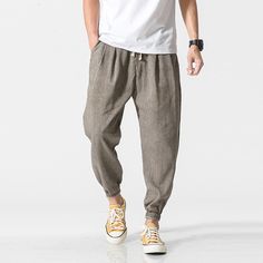 Men's Summer Casual Fitness Pants | ZORKET – zorket | #pants #mensfashion #casualpants #menspants Harem Pants Hip Hop, Harem Pants Men, Pants Jogger, Mens Jogger Pants, Men With Street Style, Fitness Pants, Cotton Linen Pants, Casual Joggers, Linen Casual