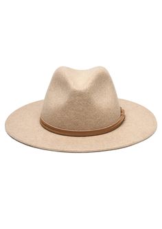 This mid-brim fedora features a genuine leather trim. The sewn brim paired with the soft felt gives the perfect amount of structure, which places it right in the middle between a floppy brim and a stiff brim designation. Goldilocks, if you will? 100% wool felt Brim Width: 3" Crown Height: 4.75" Size: O/S (57cm) with a velcro size adjuster tucked inside the inner sweatband for a customizable fit. *The lifestyle image shows the Billie hat in the color Taupe. This product listing is for the color T Beige Felt Hat With Flat Brim For Fall, Beige Fedora Hat For Fall, Beige Fedora With Flat Brim For Fall, Beige Flat Brim Fedora For Fall, Beige Wide Brim Fedora For Winter, Beige Curved Brim Felt Hat For Fall, Beige Flat Brim Felt Hat For Spring, Fall Beige Felt Hat With Curved Brim, Classic Beige Panama Hat For Fall