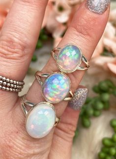 Sterling Silver Ethiopian Dry Opal rings with simple polished oval stones and simple silver bands. Each side of the band has a 'y' accent to the band. You will get to choose your exact ring! They are perfect for daily wear or a special occasion. These are my largest of the opal options, but you can check out smaller ones on the site too! Crystal Healing Properties, Sterling Silver Opal Ring, 90s Jewelry, Silver Bands, Silver Opal Ring, Semiprecious Stone Jewelry, Astrology Tarot, Mala Bracelet, Oval Rings