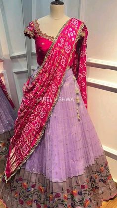 Gold Lehanga Designs, New Half Saree Designs, Bandini Lehangas, Indian Lehenga Blouse Designs, Paithani Lehanga Designs, Bandini Lehenga Designs, Halfsarees Blouse Designs, Langavoni Designs, Paithani Half Saree Designs