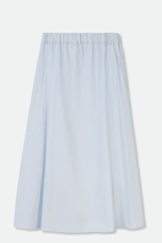 Simply modern mid-length skirt in Premium Italian Cotton. This skirt moves with you for a perfect swing. Featuring side pockets, pleating in the front for added drape, a front button, and zip, and finished with loops for the option to wear belted. Style casually with a fitted top tucked in, or go bold with a cropped jacket like the Heidi - flats or heels, chicly worn either way. Size Guide and Fit Classic full skirt High Ankle-length Waist-high fit, fitted at the waist. Jarbo Recommended Size Hi Light Blue Long Lined Skirt, Blue Long Skirt For Daywear, Flowy A-line Skirt For Daywear, A-line Skirt With Elastic Waistband For Daywear, Light Blue Relaxed Lined Skirt, Light Blue Flowy Cotton Skirt, Light Blue Flowy Lined Maxi Skirt, Flowy Light Blue Lined Maxi Skirt, Spring Light Blue Relaxed Maxi Skirt