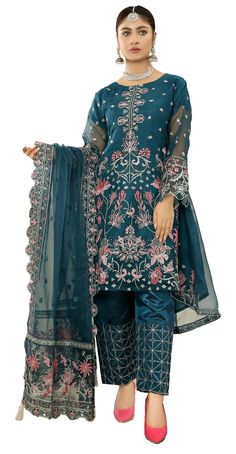 IshDeena Indian Dresses for Women Party Wear Suits Pakistani Formal Wedding Outfits - IshDeena Blue Organza Kurta For Diwali, Blue Palazzo Set With Sheer Dupatta For Eid, Organza Palazzo Set With Dabka For Eid, Unstitched Organza Palazzo Set For Eid, Blue Organza Kurta For Wedding, Semi-stitched Organza Churidar For Formal Occasions, Formal Organza Salwar Kameez For Eid, Blue Salwar Kameez With Dabka Work In Organza, Formal Semi-stitched Organza Churidar