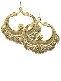 Sila earrings - moon and lola Intricate Brass Hoop Earrings, Ornate Antique Gold Dangle Jewelry, Bronze Filigree Jewelry, Elegant Antique Gold Earrings With Ear Wire, Silver Brass Chandelier Earrings With Intricate Design, Antique Gold Filigree Dangle Earrings, Brass Filigree Drop Earrings, Ornate Bronze Earrings, Elegant Gold Hoop Earrings Cadmium-free