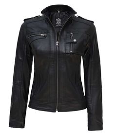 Black Moto Leather Jacket For Women
This black leather moto jacket is a sharp and edgy take on a classic motorcycle jacket. It is made of strong and sturdy leather but without extra weight or bulk. Perfect for everyday wear and even better for riding, this luxe piece will let you look classy & elegant. Keep the look clean by pairing it with a classic pair of skinny jeans or add an edge with distressed denim and open-toe booties. Fall Leather Jacket With Zipper For Motorcycling, Edgy Fitted Leather Jacket For Motorcycling, Fitted Black Punk Biker Jacket, Fitted Moto Leather Jacket With Zipper Closure, Fitted Moto Leather Jacket For Biker Events, Fitted Leather Jacket With Zipper For Biker Events, Black Biker Leather Jacket With Long Sleeves, Fitted Moto Leather Jacket For Motorcycling, Black Long Sleeve Biker Leather Jacket