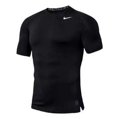 Nike Hypercool Compression T-shirt 'Black' 703095-010 (Men's/Round Neck/Solid Color/Short Sleeve/Logo Pattern) Nike Compression Shirt, Black Compression Shirt, Nike Compression, Compression T Shirt, Wishlist 2024, Compression Shirt, Nike Tshirt, Logo Pattern, Color Shorts