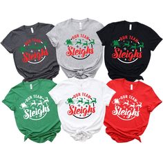 Our Team Sleighs Matching Shirt, Team Christmas Shirts For Office,  Office Party Shirts, Co-Workers Group Shirt Gift, Group Christmas Shirts Embrace the holiday spirit at the office with our "Our Team Sleighs" matching shirts! This special design is perfect for office parties and group events. Made from soft and comfortable fabric, these shirts offer all-day comfort. A great gift option for your coworkers, it will enhance team spirit and bring everyone together during the festive season. 🛒 How Christmas Work Shirts, Office Christmas Shirts, Popular Shirt Designs, Spin Quotes, Group Christmas Shirts, Staff Shirts, Funny Holiday Shirts, Up Theme, Group Events