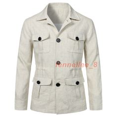 Premium Quality British Retro Men Safari Jacket Pockets Slim Fit Hunting Coat Casual Top Outwear, Womens Coats Jackets Linen Jacket Men, Mens Fall Outfits, Hunt Coat, Work Coat, Mens Jackets Casual, Fall Outfits Men, Safari Jacket, Casual Outerwear, Workwear Jacket