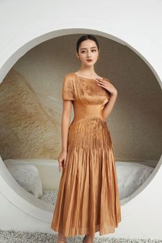 Occasion Wear Dresses, Silk Midi Dress, Xl Dress, S Models, Dress Materials, Boat Neck, Dresses Xs, Silk Fabric, Occasion Wear