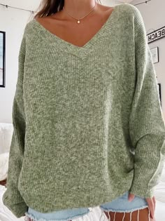 SOFT KNIT CLASSIC SWEATER – Olive Lynn Olive Lynn, Green Clothes, Soft Sweaters, Chunky Oversized Sweater, Pretty Sweaters, Aesthetic Fits, Classic Sweater, Fall Fits