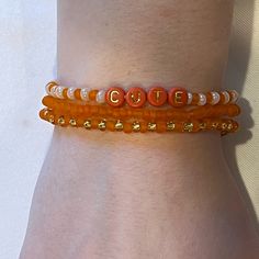 Brand New In Box A501 Personalized Orange Beaded Bracelets As Gift, Trendy Orange Beaded Bracelets With Letter Beads, Orange Beaded Chain Bracelet As A Gift, Cute Orange Beaded Bracelets, Harry Potter Charm Bracelet, Pandora Star, Lotus Bracelet, Crystal Cuff Bracelet, Plastic Bangles