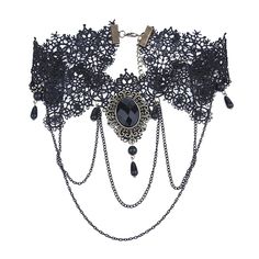 New Collares Sexy Gothic Chokers Crystal Black Lace Necklace Vintage Jewelry JKP2806 Gothic Chain Jewelry For Festivals, Gothic Choker Jewelry For Party, Gothic Festival Jewelry With Chain, Gothic Choker For Parties, Black Alloy Jewelry For Halloween, Black Chain Body Jewelry For Party, Party Black Chain Body Jewelry, Black Alloy Halloween Jewelry, Black Alloy Necklace With Adjustable Chain