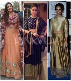 Indian Fairy, Quirky Outfits, Beautiful Lehengas, Lehenga Skirts, Esha Gupta, Marriage Function, Sheer Crop Top, Shruti Hassan, Potli Bag