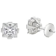 A elegant pair of stud earrings showcasing two perfectly matched GIA Certified princess cut diamonds weighing 3.02 carats total, I Color and VS1-VS2 in Clarity. Compass set in a modern basket and Finely made in Platinum. 0.32 inches in width and 0.22 inches in depth. Roman Malakov is a custom house, specializing in creating anything you can imagine. If you would like to receive a special quote on a custom piece please message or call us. Elegant White Gold Diamond Earrings With Tension Setting, Diamond White Earrings With Tension Setting For Formal Events, Formal Earrings With Tension Setting, Elegant White Gold Earrings With Tension Setting, Elegant Silver Diamond Earrings With Tension Setting, Gia Certified Platinum Earrings For Formal Occasions, Formal Silver Diamond Earrings With Tension Setting, Timeless Tension Setting Earrings For Anniversary, Formal Cubic Zirconia Earrings With Tension Setting