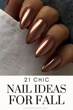 Fall Nail Color And Designs, Nails Dip Fall, Gel Nails Fall 2024, Metallic Copper Nails, Dip Fall Nail Ideas, Fall Nail Dip Designs, Seasonal Nail Ideas, Nail Color Inspo 2024, Nail Dip Color Ideas