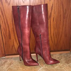 Beautiful Color And Great Outfit Maker! Jessica Simpson Boots, Leather Boots Heels, Red Boots, Boots Heels, Jessica Simpson Shoes, Outfit Maker, Shoes Heels Boots, Jessica Simpson, Me Too Shoes