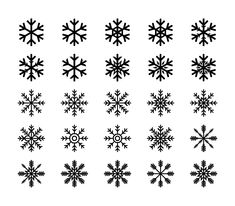 snowflakes are shown in black and white, with different shapes on the bottom