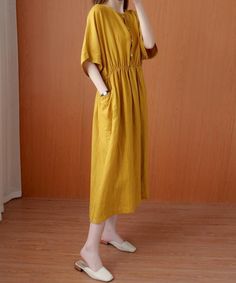 Natural yellow tunics for women o neck wrinkled Vestidos De Lino summer Dress

 Materials used: cotton blended

Measurement:One size fits all for this item. Please make sure your size doesn't exceed this size: XXL/BUST-110cm   
   
length 117cm / 45.63"
bust 110cm / 42.9"
Sleeve length 37cm / 14.43"
Cuff 45cm / 17.55"



We ship worldwide.

Tracking numbers provided for all orders. Kids Long Dress, Tunics For Women, Long Fall Dresses, Chiffon Long Dress, Neck Wrinkles, Denim Patchwork, Dresses Summer, Navy Floral, Nike Outfits