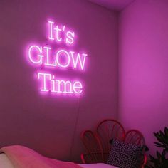 It's Glow Time Neon Sign Ambiguous Quotes, Set Room, Esthetician Room Decor, Esthetics Room, Dream Salon, Neon Quotes, Commercial Signs, Esthetician Room, Neon Lamp