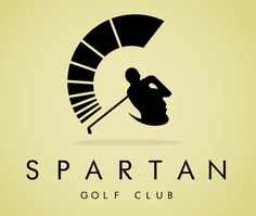 the spartan golf club logo is shown in black and white on a light yellow background