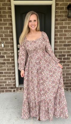 Flaunt your style with our Floral Sweetheart Smocked Maxi Dress! This stunning dress will have you feeling flirty and feminine. The smocked bodice ensures a perfect fit and the maxi length adds elegance to any occasion. Fits TTS. Amber is wearing a medium. She is 5'6 and 144 lbs. 100% Rayon Farm Dress, Smocked Maxi Dress, Church Fashion, Easter Dress, Smocked Dress, Long Summer Dresses, Floral Dress Summer, Maxi Dress With Sleeves, Printed Dress