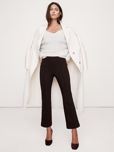 Crop Flare Everywhere Ponte Pant | Banana Republic Fall Winter Capsule Wardrobe, Flare Dress Pants, Cropped Flare Pants, Crop Flare, Pant Trends, Flare Pant, Winter Capsule Wardrobe, Winter Capsule, Ponte Pants