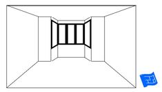 an empty room with bars on the wall and a blue square in the middle that says escape