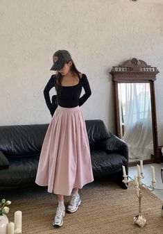 The perfect pink midi skirt for spring! With a pleated flare silhouette, side pockets and concealed back zipper, this skirt mixes and matches easily, and looks cute all day. Lined. S: 25" waist, 29.5" lengthM: 26.5" waist, 29.5" lengthL: 28" waist, 30" lengthXL: 29.5" waist, 30" length Pink Skirt For Fall, Feminine Solid Color Midi Skirt, Casual Pink Cotton Pleated Skirt, Spring Pink Cotton Pleated Skirt, Pink Cotton Pleated Skirt For Spring, Pink Flared Skirt Solid Color, Pink Pleated Full Maxi Skirt, Pink Midi Skirt For Fall, Pink Long Skirt For Fall