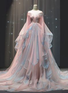 Royal Cottagecore Wedding Dress, Fairy Like Dress, Etherial Dresses, Elf Gown, Fairy Princess Outfit, Tiered Formal Dress, Fantasy Dress Aesthetic, Matching Prom, Lavender Prom Dress