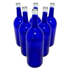 6 New 1.5 Liter Cobalt Blue Bordeaux Flat Bottom Bottles for Wine Making, Crafting, Lighting, Bottle Trees, Vases, Parties and Creative Ideas! Blue on clear glass. These are new, unused bottles. Measuring approx 13" tall and 3 3/4" diameter, these bottles accept a 3/4" cork (not included). These bottles will accept #8 and #9 size corks. 6 bottles per case. Color: Green. Bottle Trees, Entertainment Bar, Wine Making, Wine Accessories, Buy 1, Cobalt Blue, Creative Ideas, Emerald Green, Cobalt