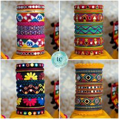 Introducing our exquisite collection of bangles adorned with intricate thread work and delicate flower designs. Crafted with high-quality cotton thread, these bangles offer a comfortable fit and are perfect for everyday wear. Bursting with vibrant colors and pastel shades, these bangles add a touch of elegance and charm to any outfit. Whether you're attending a special occasion or simply want to elevate your style, these colorful bangles are a must-have accessory. Embrace the beauty of traditional craftsmanship with our stunning collection of bangles, featuring captivating thread work and a delightful floral motif. Cheap Traditional Festival Bangle, Handmade Bohemian Bangle For Navratri, Bohemian Handmade Bangle For Navratri, Handwork Bangle For Gift And Festivals, Handwork Multicolor Bangle Jewelry, Handwork Bangle For Festivals And Gifts, Handwork Bangle For Gift During Festivals, Bohemian Bracelets For Navratri, Bohemian Bangle Bracelets For Navratri