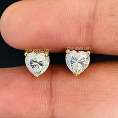 "ITEM SPECIFICATION 2.50 Ct CVD Heart Diamond Solitaire Stud Earring for her, Prong Set Solid Gold Unisex 2.50 Ct Heart Lab Grown Diamond Stud Earring, Unisex Heart Diamond Studs PRODUCT DETAILS Diamond Shape : Round Cut Lab Grown Diamond (CVD or HPHT ) Diamond Pcs. : 1 Diamond Carat : 1.25 Ct (7 MM) Diamond Clarity : VVS - VS Diamond Color : E F Setting Type : Prong  Metal Customization: Yellow Solid Gold - White Solid Gold - Rose Solid Gold (10K-14K-18K) Metal Purity - 14K Style - Mention deta Diamond Stud Earring, Solitaire Studs, Heart Diamond, Vs Diamond, Star Jewelry, Diamond Stud, Diamond Bracelets, Diamond Heart, Stud Earring