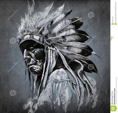 American Indian Tattoos | Best Images Collections HD For Gadget ... American Indian Tattoo, Indian Headdress, Indian Head, Portrait Frame, Art Portrait, Native American Art