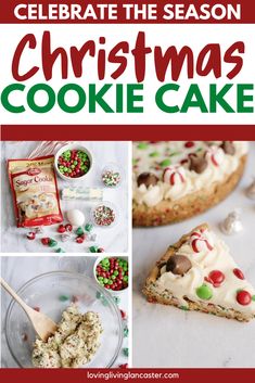 Make your family and friends smile this year with this easy Christmas cookie cake. All the flavors of the holiday come alive in one simple dessert! Cookie Cake Easy, Homemade Sugar Cookies Recipe, Holiday Cake Recipes, Cake Easy Recipe, Betty Crocker Sugar Cookies, Easy Christmas Dessert, Easy Dessert Recipes Christmas, Christmas Cookie Cake, Sugar Cookie Cakes