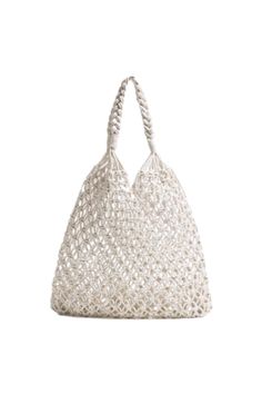 Goodnight Macaroon 'Nadia' Woven Net Shoulder Bag (5 Colors) Woven Measurements: W 10cm, H 36cm, L 36cm Handle: 18cm Please contact our Customer Services team if you need more information on this bag. White Crochet Bag With Double Handle, Elegant Cream Crochet Shoulder Bag, Elegant Satchel Beach Bag, Elegant White Hobo Bag With Braided Handles, Elegant Cream Crochet Bag For Daily Use, Elegant White Tote Beach Bag, Elegant White Beach Bag With Braided Handles, Elegant Beach Bag With Adjustable Strap, Elegant White Crochet Bag For Shopping