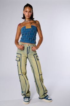 REPEAT AFTER ME DENIM PANT High Rise Recycled Denim Pants For Spring, Fitted High Rise Recycled Denim Pants, Summer Dark Wash Rigid Denim Pants, Trendy Medium Wash Recycled Denim Pants, Rigid Denim Cargo Pocket Jeans For Spring, Spring Rigid Denim Jeans With Cargo Pockets, Spring Cargo Pocket Rigid Denim Jeans, Spring High Rise Recycled Denim Pants, Fitted Cargo Style Jeans With Tapered Leg