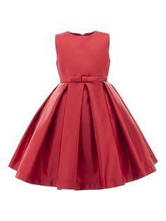 Tulleen bow-detail Pleated Satin Dress - Farfetch Formal A-line Dress With Satin Bow, Sleeveless Dresses With Satin Bow For Dress-up, Satin A-line Dress With Bow, Satin A-line Dress With Box Pleat, Elegant Dresses With Pleated Bodice For Dress-up, Elegant Dresses With Pleated Bodice For Formal Occasions, Formal Satin Pleated Dress With Pleated Bodice, Formal Satin Pleated Dress, Classic Party Dress With Pleated Back