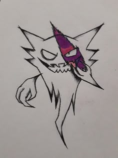 a drawing of a cat with an evil face