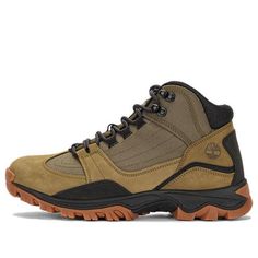 the men's hiker boot in tan and black with brown outstep