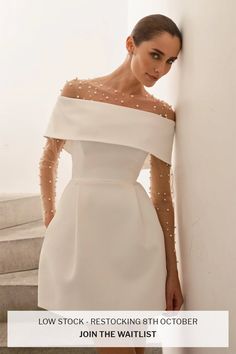 Harper White Dress Nadine Merabi, Skirt With Pockets, Mixing Fabrics, Skirts With Pockets, Satin Fabric, Short Tops, Mother Of The Bride, Occasion Wear, Bridal Party