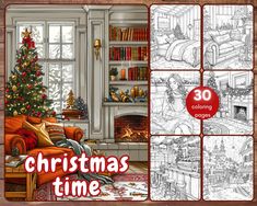 the christmas time coloring book is open and ready to be filled with holiday themed items