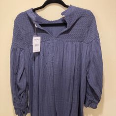 Nwt Free People Blue/Purple Blouse Size L Smoke Free And Shed Free Home. Spring Lavender V-neck Blouse, Lavender V-neck Blouse For Spring, Lavender Long Sleeve Summer Top, Purple Relaxed Fit Long Sleeve Blouse, Purple Long Sleeve Relaxed Fit Blouse, Chic Purple Cotton Blouse, Blue Tops For Fall, Blue V-neck Blouse For Fall, Chic Purple Cotton Top