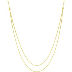 Olas d'Oro 18 Necklace - 14K Yellow Gold Diamond Cut Cable Chain Build Your Own Duet Necklace Formal 14k Gold Double Strand Necklace, Formal 14k Gold Double Chain Necklace, Yellow Gold Double Chain Necklace For Formal Occasions, Formal Yellow Gold Necklace With Double Chain, Formal Double Chain 14k Gold Necklace, Classic Round Necklace With Double Chain, Classic Double Strand Necklace With Adjustable Chain, Dainty Double Chain Necklaces For Formal Occasions, Classic Yellow Gold Double Chain Necklaces