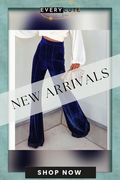 Sapphire Blue Korean Velvet Fashion Pants Non-stretch Blue Bottoms For Fall, Fall Blue Straight Leg Bottoms, Blue Straight Leg Bottoms For Fall, Blue Bottoms With Pockets For Fall, Chic Blue Wide Leg Pants For Fall, Blue Long Pants For Party, Blue Long Pants For Parties, Blue Party Long Pants, Blue Full-length Wide Leg Pants For Party