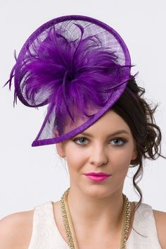 "Victoria" Fascinator - Royal Purple Types Of Hats For Women, Fascinator Hats Outfit, Purple Fascinator, Fascinator Hats Diy, Happy Hat, Purple Hat, Red Hat Society, Derby Fascinator, Hats And Fascinators