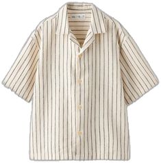 Striped Cotton Camp Shirt With Camp Collar, Casual Shirt With Vertical Stripes And Camp Collar, Horizontal Stripe Button-up Shirt For Summer, Summer Horizontal Stripe Button-up Shirt, Summer Button-up Shirt With Horizontal Stripes, Cotton Camp Collar Top With Vertical Stripes, Relaxed Fit Tops With Vertical Stripes And Camp Collar, Cotton Top With Vertical Stripes And Camp Collar, Cotton Shirt With Vertical Stripes For Summer