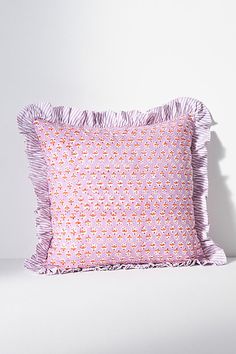 Furbish Studio's Ruffle Pillow Cover is designed to make a bold statement in any interior. | Ruffle Pillow Cover by Furbish Studio in Purple, Size: RECTANGLE, Cotton at Anthropologie College House Bedroom, Uf Dorm, Modern Bohemian Farmhouse, Fancy Pillows, Scandinavian Glam, Cute Throw Pillows, Dorm Pillows, Furbish Studio, College House