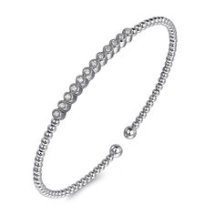 BG4118-62W45JJ14k white gold Bujukan bead diamond bangle bracelet - .15cttw Diamond White Stackable Diamond Bracelets, Elegant Diamond White Stackable Bracelets, Diamond Beaded Bangle Bracelets, Stackable Round Diamond Cuff Bracelet, White Gold Cuff Bracelet With Single Cut Diamonds, Stackable Diamond Cuff Bracelet, Silver Stackable Diamond Bracelet Fine Jewelry, Hand Set White Gold Round Cuff Bracelet, Stackable Cubic Zirconia Diamond Bracelet In White Gold