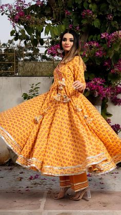 Block Print Anarkali, Brown Hand, Anarkali Kurta, Anarkali Suit, Anarkali Dress, Hand Block Print, Suit Style, Suit Set, Cotton Pants