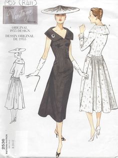 a woman's dress and hat is shown on the front of a sewing pattern